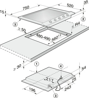 Газовая варочная панель KM 2034 G нержавеющая сталь